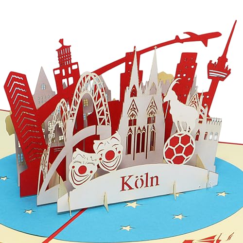 LINPOPUP®, Pop Up 3D Karte, Köln Geburtstagskarte Grußkarte Klappkarte Postkarte Reisegutschein Kölner Dom Kölner Skyline Städtetrip Köln Souvenir, N218 von Lin