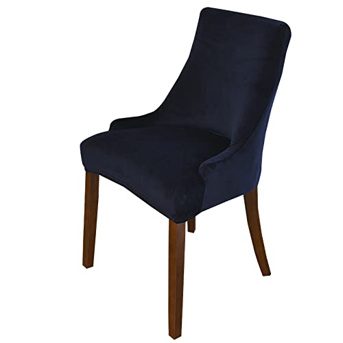 LinFortune Stuhlhussen Armlos Wingback dehnen Samtstoff,Wiederverwendbar Waschbar Weich Spandex,Schräger Sessel für Esszimmer,Bankett,Heim Dekoration,Navy Blue,1PC von LinFortune