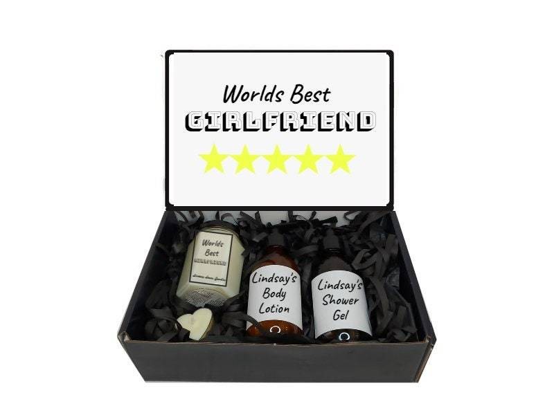 5 Sterne Freundin Geschenkbox Geschenkkorb - Individuell/Personalisiert Worlds Best Girlfriend von LindsayLucasCandles