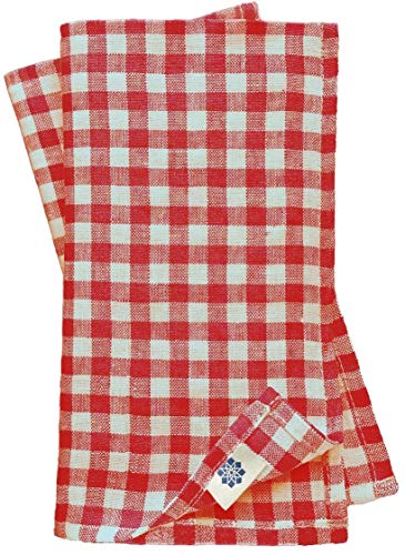 Linen & Cotton 4 x Stoffservietten Servietten Stoff Leinenservietten Kariert im Landhausstil Estella - 100% Leinen, Weiß Weiss Rot (32 x 32cm) Verschiedene Frühling/Home Küche Restaurant Cafe Bistro von Linen & Cotton