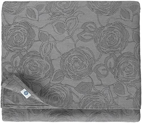 Linen & Cotton Jacquard Tischdecke Tischtuch Tischwäsche Roseus Damast Muster - 100% Leinen, Grau (147 x 220 cm) Festliche Quadratische für Home Küche Dekoration Gastronomie Geburtstag Hochzeit von Linen & Cotton