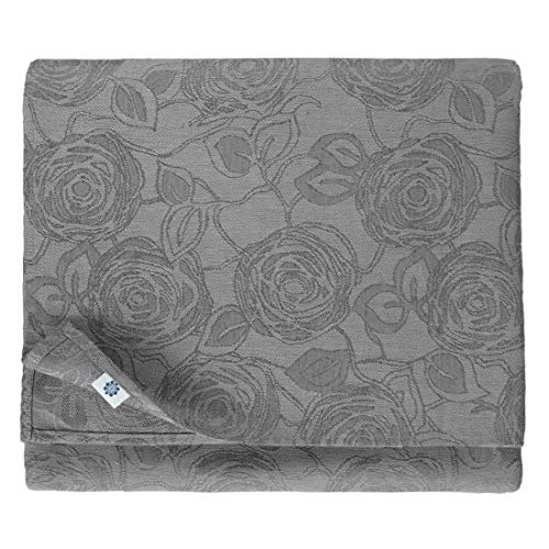 Linen & Cotton Luxus Jacquard Tischdecke Tischtuch Tischwäsche Roseus mit Damast Muster - 100% Leinen, Grau (147 x 300 cm) Festliche Rechteckige Lang für Home Küche Dekoration Gastronomie Geburtstag von Linen & Cotton