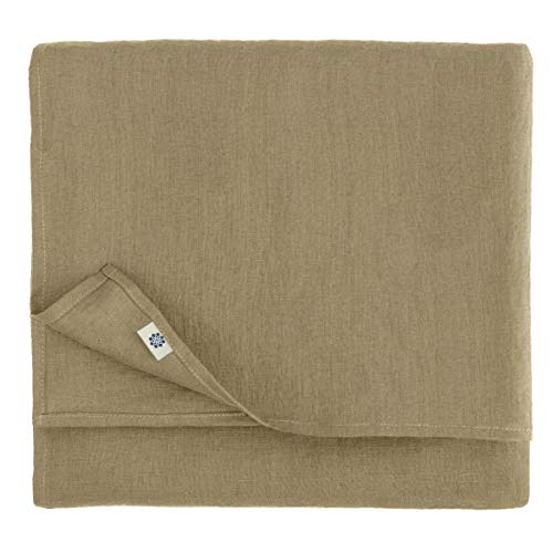 Linen & Cotton Tischdecke Stoff Tischtuch Tischwäsche Hygge -100% Leinen, Beige (100 x 100 cm) Mitteldecke Klein Quadratisch für Home Küche Cafe Couchtisch Tuch Decke/Dekoration von Linen & Cotton