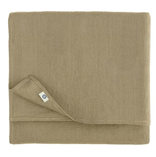 Linen & Cotton Tischdecke Stoff Tischtuch Tischwäsche Hygge 100% Leinen, Beige (100 x 100 cm) Mitteldecke Klein Quadratisch für Home Küche Couchtisch Tuch Dekoration Cafe von Linen & Cotton