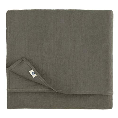 Linen & Cotton Tischdecke Stoff Tischtuch Tischwäsche Hygge -100% Leinen, Grau (100 x 100 cm) Mitteldecke Klein Quadratisch für Home Küche Cafe Couchtisch Tuch Decke/Dekoration von Linen & Cotton