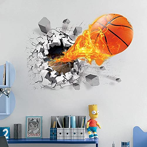 Bilder, 3D Wandaufkleber Abnehmbare 3D Basketball Wandaufkleber, Wohnkultur Wohnzimmer Tapete, Für Kinderzimmer Schlafzimmer Wandtattoos, Für Schlafzimmer Jungen von Ling88