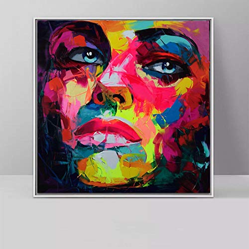 Poster Kunstdrucke,Bilder, Nielly Francoise Kunstwerk Wanddekoration, Ölgemälde Porträt Gesichtskunst, Wohnkultur Moderne Gedruckte Leinwand Malerei, Für Schlafzimmer Wände Ästhetisch-4_75X75Cm von Ling88