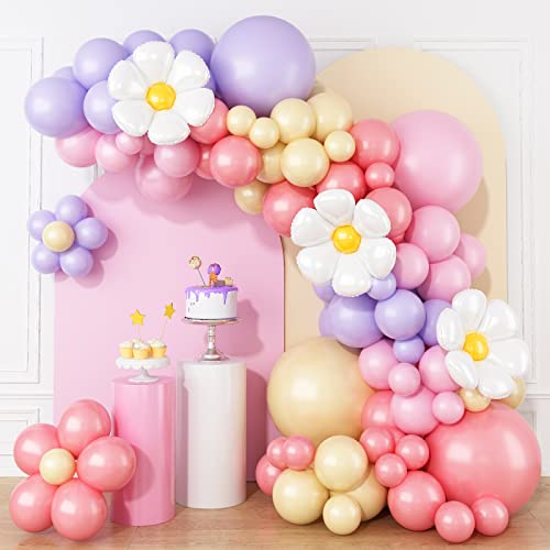 149 Stück Ballon Girlande Rosa Lila Pastell, Altrosa Lila Rosa Matt Aprikose Gänseblümchen Latex Luftballon Girlande Set für Mädchen Frau Kindergeburtstag Babyparty Geburtstag Hochzeit Party Deko von Lingqiang