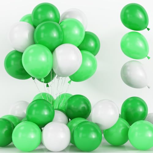 75 Stück Luftballons Grün Weiß, 12 Zoll Matt Grün Hellgrün und Weiss Helium Ballons Latex Luftballons Set für Junge Kinder Dschungel Dinosaurier Thema Geburtstag Babyparty Hochzeit Party Dekoration von Lingqiang