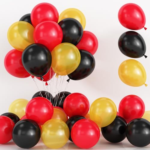 75 Stück Luftballons Rot Schwarz Gold, Matt Schwarz Rot Perlgold Helium Ballons, Rot Gold Schwarz Latexballons Set für Geburtstag Valentinstag Abschluss Casino Hochzeit Karneval Party Dekoration von Lingqiang