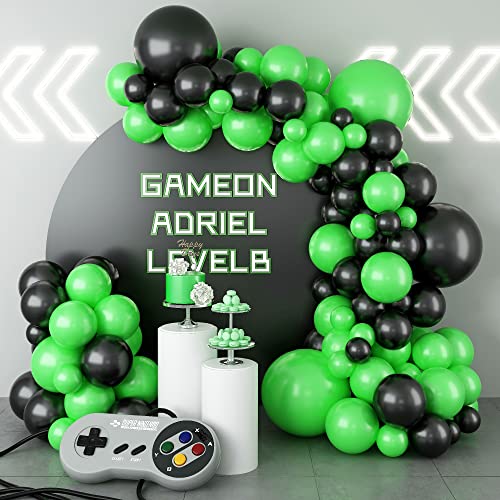 Ballon Girlande Set Grün Schwarz, Matt Schwarz Hellgrün Latex Luftballon Girlande Kit für Junge Videospiel Gamer Dschungel Fußball Verein Karneval Thema Geburtstag Babyparty Party Dekoration von Lingqiang