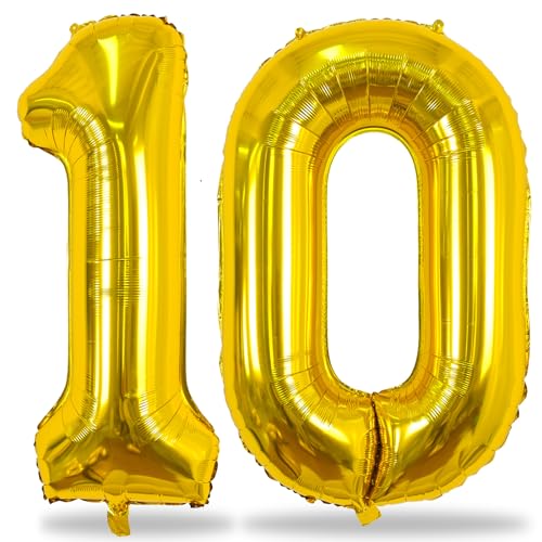 Folienballon Zahl 10 Gold, 101 cm Riesen Gold Zahlen Luftballons 10 für Mädchen Junge, Gold Luftballon 10. Geburtstag Deko Ballons für Frau Mann 10 Jahre Geburtstagsdeko Jubiläum Dekoration Folienballon Zahl 10 Gold, 101 cm Riesen Gold Zahlen Luftballons 10 für Mädchen Junge, Gold Luftballon 10. Geburtstag Deko Ballons für Frau Mann 10 Jahre Geburtstagsdeko Jubiläum Dekoration von Lingqiang