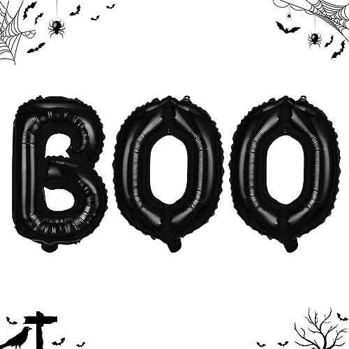 Halloween BOO Luftballons, Schwarz Boo Ballon Banner Girlande Set für Halloween Party Deko, 16 Zoll Boo Mylar Buchstaben Folienballons für Gruselig Spooky Halloween Nacht Party Dekorations Zubehör von Lingqiang