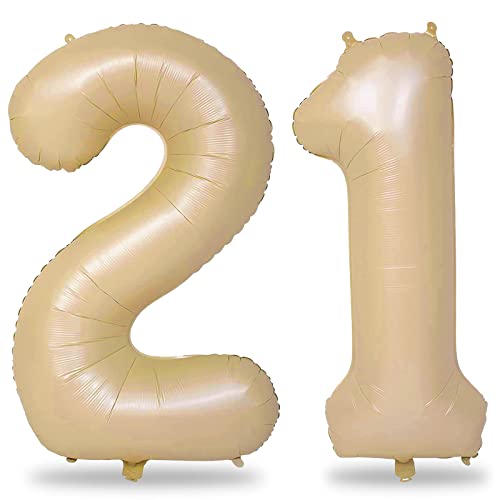 Luftballon 21. Geburtstag Deko Beige, 101 cm XXL Braun Luftballons Zahl 21 für Mädchen Junge, Große Zahlen 1 und 2 Folienballon Set für Frau Mann 12. 21. Geburtstagsdeko Jubiläum Party Dekoration Luftballon 21. Geburtstag Deko Beige, 101 cm XXL Braun Luftballons Zahl 21 für Mädchen Junge, Große Zahlen 1 und 2 Folienballon Set für Frau Mann 12. 21. Geburtstagsdeko Jubiläum Party Dekoration von Lingqiang