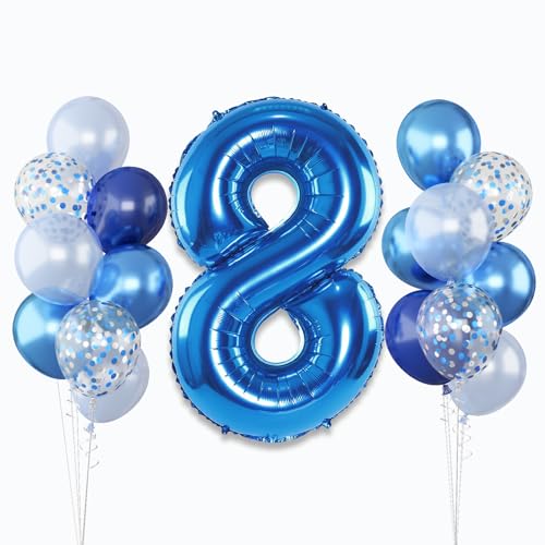 Luftballon 8. Geburtstag, 40'' Folienballon Zahl 8 Navy Blau, Groß Zahlen 8 Ballon mit Metallic Silber Konfetti Helium Ballon Geburtstagsdeko für Kinder, Dunkelblau Luftballon Zahl Jubiläum Party Deko Luftballon 8. Geburtstag, 40'' Folienballon Zahl 8 Navy Blau, Groß Zahlen 8 Ballon mit Metallic Silber Konfetti Helium Ballon Geburtstagsdeko für Kinder, Dunkelblau Luftballon Zahl Jubiläum Party Deko von Lingqiang