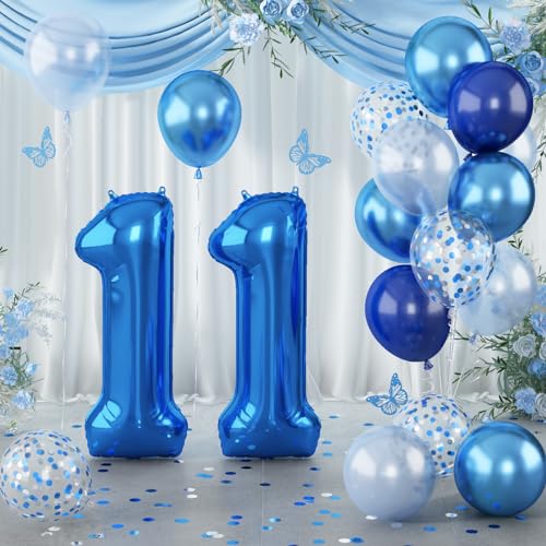 Luftballon Geburtstag Zahl 11 Dunkelblau, Riesen Folienballon Zahlen 11 mit Blau Silber Konfetti Ballon, 40'' Helium 11 Geburtstagsdeko Metallic Marineblau Ballon für Junge 11. Geburtstag Party Deko Luftballon Geburtstag Zahl 11 Dunkelblau, Riesen Folienballon Zahlen 11 mit Blau Silber Konfetti Ballon, 40'' Helium 11 Geburtstagsdeko Metallic Marineblau Ballon für Junge 11. Geburtstag Party Deko von Lingqiang