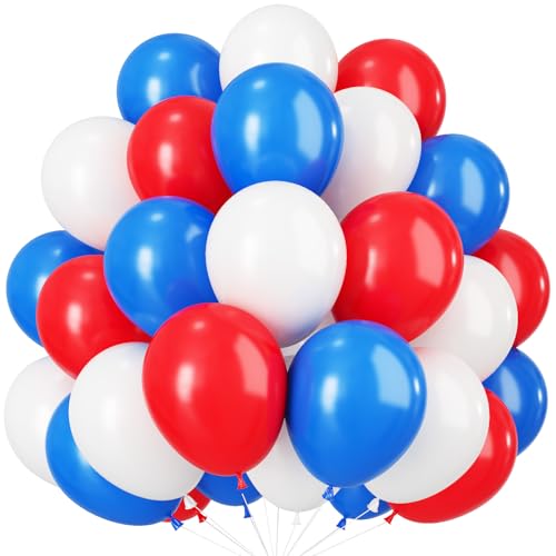 Luftballons Rot Blau Weiß, 30 Stück 12 Zoll Rot Blau Weiss Helium Latex Ballons Set, Matt Dunkel Rot Blau Geburtstag Party Ballons für Babyparty Hochzeitstag Geschlecht Offenbaren Karneval Dekoration von Lingqiang