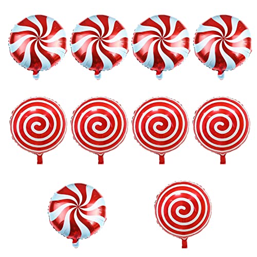 Weihnachten Luftballons Deko, 10 Stück Große Rot Weihnachtsdeko Süßigkeiten Folienballons, 18 Zoll Weihnachts Candy Ballons Weihnachtsballons für Christmas Neujahrs Candyland Thema Party Dekoration von Lingqiang