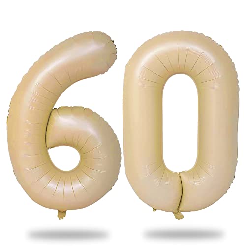 Zahlen Luftballon 60 Braun, 101 cm XXL Biege Folienballon Zahl 60 für Frauen, Riesen Boho Luftballons 60. Geburtstag Deko, Nummer 6 & 0 Geburtstagsdeko Ballon für 60 Jahre Mann Frau, Fliegt mit Helium Zahlen Luftballon 60 Braun, 101 cm XXL Biege Folienballon Zahl 60 für Frauen, Riesen Boho Luftballons 60. Geburtstag Deko, Nummer 6 & 0 Geburtstagsdeko Ballon für 60 Jahre Mann Frau, Fliegt mit Helium von Lingqiang