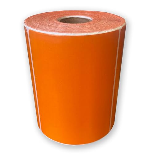 Thermodirekt-Etiketten, 10,2 x 7,6 cm, auf einer Rolle, Rot, Grün, Blau, Rosa, Orange, Gelb, Blau, Weiß, 25 mm Kern, Orange, 500 Rollen von Link Print and Packaging ltd