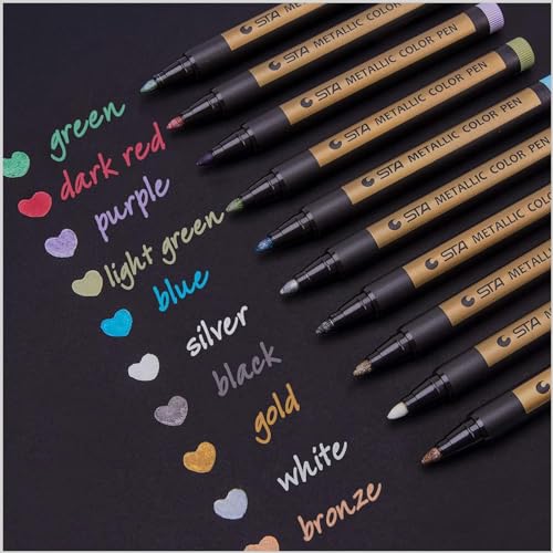 Linkbro Metallic Marker, 10 Farben Premium Metallic Pen mit mittlerer Feder für DIY Fotoalbum Gästebuch Papierkarte Herstellung von Glas Kunststoff Stein (2mm) von Linkbro