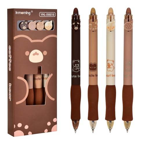 Linkgood 4 Stück Radierbarer Kugelschreiber, 0,5mm Erasable Pen Set einziehbare Tintenroller Radierbar für Studenten Geschenk, Schul Bürobedarf (Blau) von Linkgood