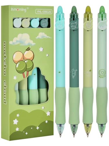 Linkgood 4 Stück Radierbarer Kugelschreiber, Erasable Pen Set einziehbare Tintenroller Radierbar für Studenten Geschenk, Schul Bürobedarf (0,5mm Blau) von Linkgood