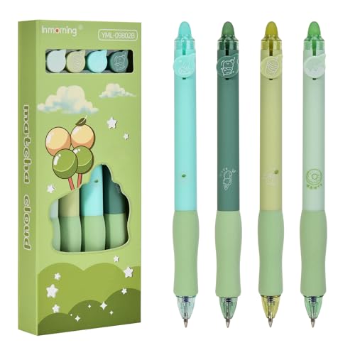 Linkgood 4 Stück Radierbarer Kugelschreiber, Erasable Pen Set einziehbare Tintenroller Radierbar für Studenten Geschenk, Schul Bürobedarf (0,5mm Blau) von Linkgood