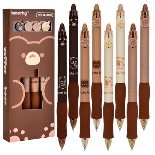 Linkgood Radierbarer Kugelschreiber mit Radiergummi, 8 Stück Blau Tintenroller Radierbar, Radierbaren Gelstiften für Kinder Geschenk, Erasable Pen Set für Tagebuch, Notizen, Büro, Schule von Linkgood