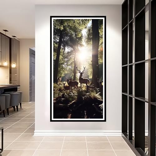 40x80cm Groß Diamond Painting Sonnenscheinhirsch Diamant Painting Bilder Farbe 5D Diamond Painting Erwachsene Full Diamant Malerei Stickerei Set Kreuzstich Home Wand Dekor und Geschenke Weihnachtsdeko von Linncen