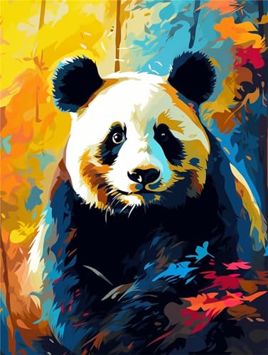 Malen Nach Zahlen Farbe, 60x80cm DIY Malen Nach Zahlen Erwachsene Panda, DIY Kreativ Set für Erwachsene Handgemalt Ölgemälde Kits auf Leinwand Geschenk, Acryl-Malen Nach Zahlen für Wanddeko Geschenke von Linncen