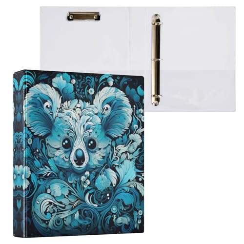 Linnyio Ausgefallener Aquarell Koala 3 Drei-Ring-Ordner, Klemmbrett-Ordner mit Taschen, Für Schule, Büro, Lehrer von Linnyio