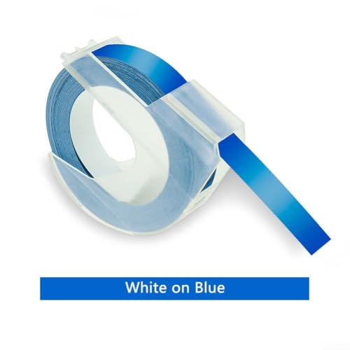 3D-geprägtes Etikettenband, 9 mm, geeignet für Mitarbeiterabzeichen, Schulen, Bibliotheken und mehr (blau) von Lioaeust