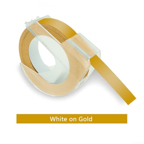 Langlebiges, 9 mm 3D-geprägtes Etikettenband, perfekt zum Beschriften von Produkten (Gold) von Lioaeust