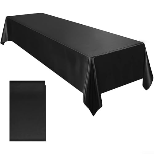 Lioaeust Rechteckige Satin-Tischdecke, 145 x 260 cm, mehrfarbig, wasserdicht, Tischdecke für Bankett, Hochzeit, Esstisch, Dekoration (schwarz) von Lioaeust