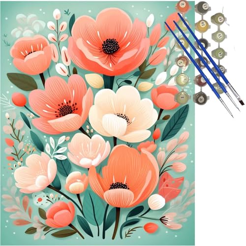 Blume Malen Nach Zahlen Karikatur Malen Nach Zahlen Erwachsene Groß 100x80cm DIY Handgemalt Ölgemälde Bastelset, Einfach Paint by Numbers Hobby Kreativ set für Erwachsene, Geschenke für Frauen k-276 von Lioauanh