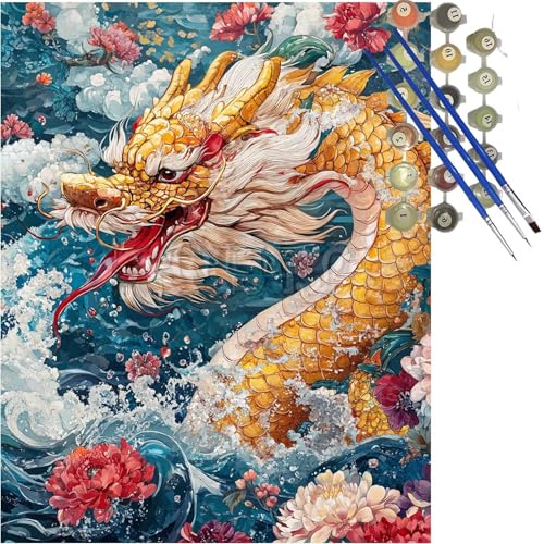 Malen Nach Zahlen Erwachsene Blume Malen Nach Zahlen ab 10 Jahre Mädchen,DIY Drachen Paint by Numbers Kinder Set mit Pinseln und Acrylfarben,Bastelset Erwachsene Gemälde,Geschenk Mädchen 70x90cm k-285 von Lioauanh