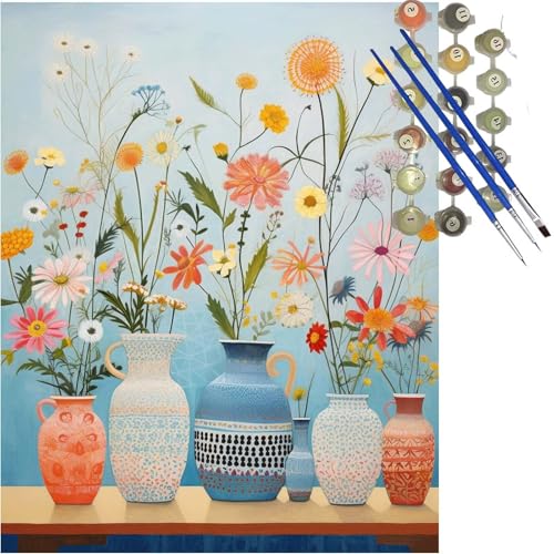 Malen Nach Zahlen Erwachsene Blume Malen Nach Zahlen ab 10 Jahre Mädchen,DIY Karikatur Paint by Numbers Kinder Set mit Pinseln Acrylfarben,Bastelset Erwachsene Gemälde,Geschenk Mädchen 70x90 cm k-271 von Lioauanh