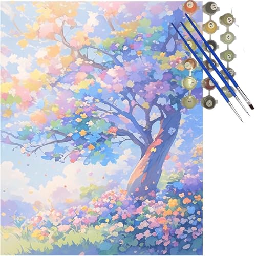 Malen Nach Zahlen Erwachsene Blume Malen Nach Zahlen ab 10 Jahre Mädchen,DIY Karikatur Paint by Numbers Kinder Set mit Pinseln Acrylfarben,Bastelset Erwachsene Gemälde,Geschenk Mädchen 70x90 cm k-270 von Lioauanh