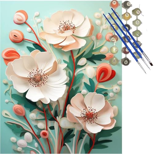 Malen Nach Zahlen Erwachsene Blume Malen Nach Zahlen ab 10 Jahre Mädchen,DIY Karikatur Paint by Numbers Kinder Set mit Pinseln Acrylfarben,Bastelset Erwachsene Gemälde,Geschenk Mädchen 70x90 cm k-274 von Lioauanh