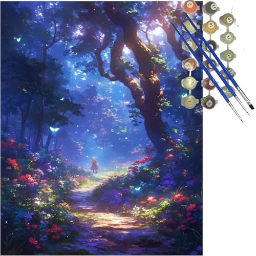 Malen Nach Zahlen Erwachsene Blume Malen Nach Zahlen ab 8 Jahre Mädchen,DIY Fantasie Paint by Numbers Kinder Set mit Pinseln und Acrylfarben,Bastelset Erwachsene Gemälde,Geschenk Mädchen 60x75cm k-298 von Lioauanh