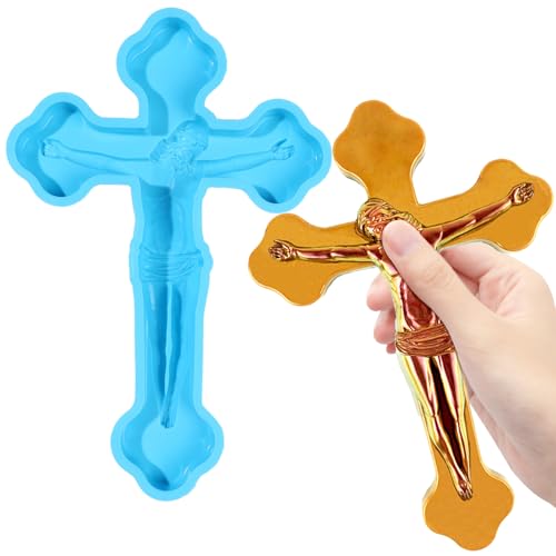 Kreuz-Harzform, Kruzifix, Silikongussform für Heimwerker, Heimdekoration, Jesus-Wandkreuz zum Aufhängen (blau) von Liobelon