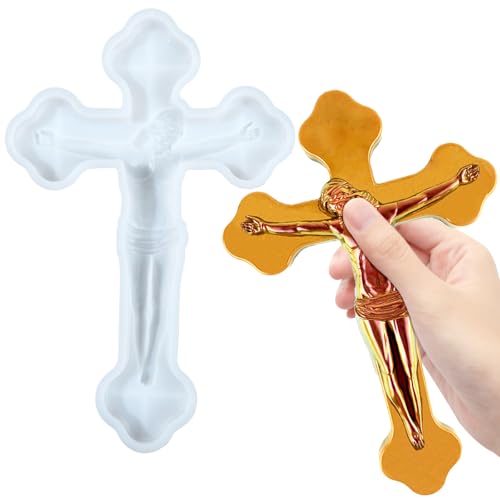 Kreuz-Harzform, Kruzifix, Silikongussform für Heimwerker, Heimdekoration, Jesus-Wandkreuz zum Aufhängen (weiß) von Liobelon