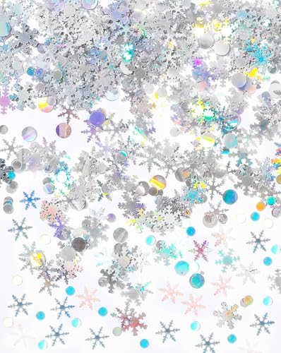 Liobelon 1200 Stück Weihnachten Schneeflocken Konfetti, Schneeflocken Konfetti Dekorationen, Fake Snowflake Twinkles Fake Snowflake PVC Konfetti für Weihnachten Tisch Wunderland Xmas Party Supplies von Liobelon