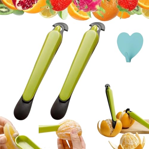 Multifunctional Kitchen Fruit Peeling Tool, Orange Peeling Tool, Multi Fruit Peeler, Multifunctional Portable Folding Stainless Steel Orange Peeler Kitchen Household (2pcs-Green) von Liocwocne