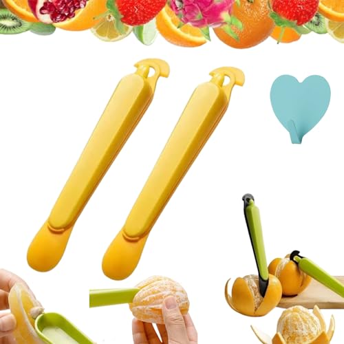 Multifunctional Kitchen Fruit Peeling Tool, Orange Peeling Tool, Multi Fruit Peeler, Multifunctional Portable Folding Stainless Steel Orange Peeler Kitchen Household (2pcs-Yellow) von Liocwocne