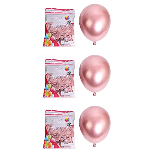 Lioggyet 150 Stück Latex-Luftballons, metallic, 25,4 cm, mit Perlen aus Metall, glänzend, verchromt, dicke Luftballons für Partydekoration, Rosa von Lioggyet