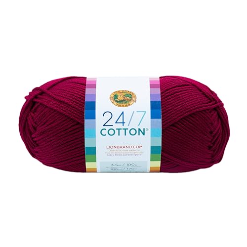 Lion Brand Yarn Company Cotton Yarn, 100 Percent Cotton, Magenta,15.24x6.35x6.35 cm von Lion Brand Yarn