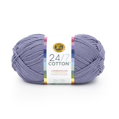 Lion Brand 24/7 Baumwollgarn, leichtes Garn zum Stricken, Häkeln und Basteln, 1 Packung, Blau Grau von Lion Brand Yarn