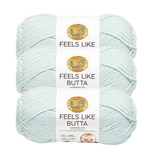 Lion Brand Yarn Feels Like Butta Soft Garn zum Häkeln und Stricken, samtig, 3er-Pack, Ice von Lion Brand Yarn